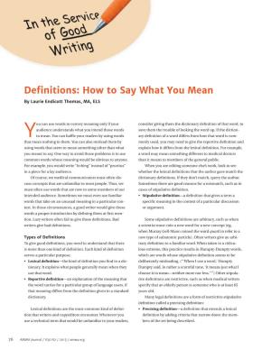 Definitions: How to Say What You Mean by Laurie Endicott Thomas, MA, ELS