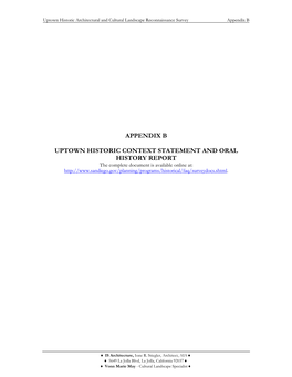 Appendix B Uptown Historic Context Statement And