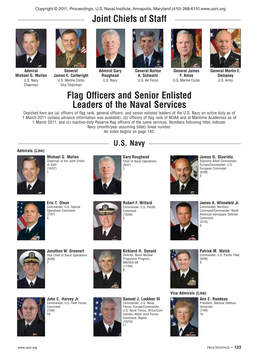 Joint Chiefs of Staff Flag Officers and Senior Enlisted Leaders of the Naval Services