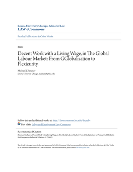 Decent Work with a Living Wage, in the Global Labour Market: from Gglobalization to Flexicurity