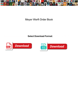 Meyer Werft Order Book