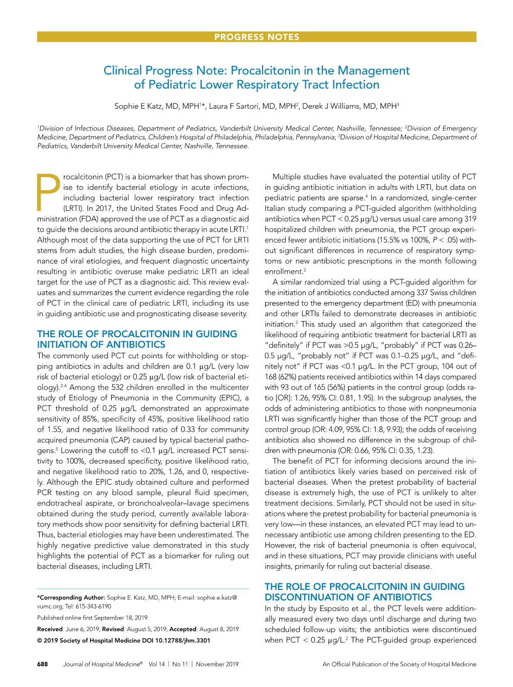 Procalcitonin in the Management of Pediatric Lower Respiratory Tract Infection