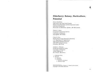Elderberry: Botany, Horticulture, Potential