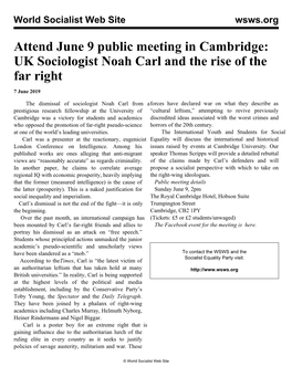 UK Sociologist Noah Carl and the Rise of the Far Right