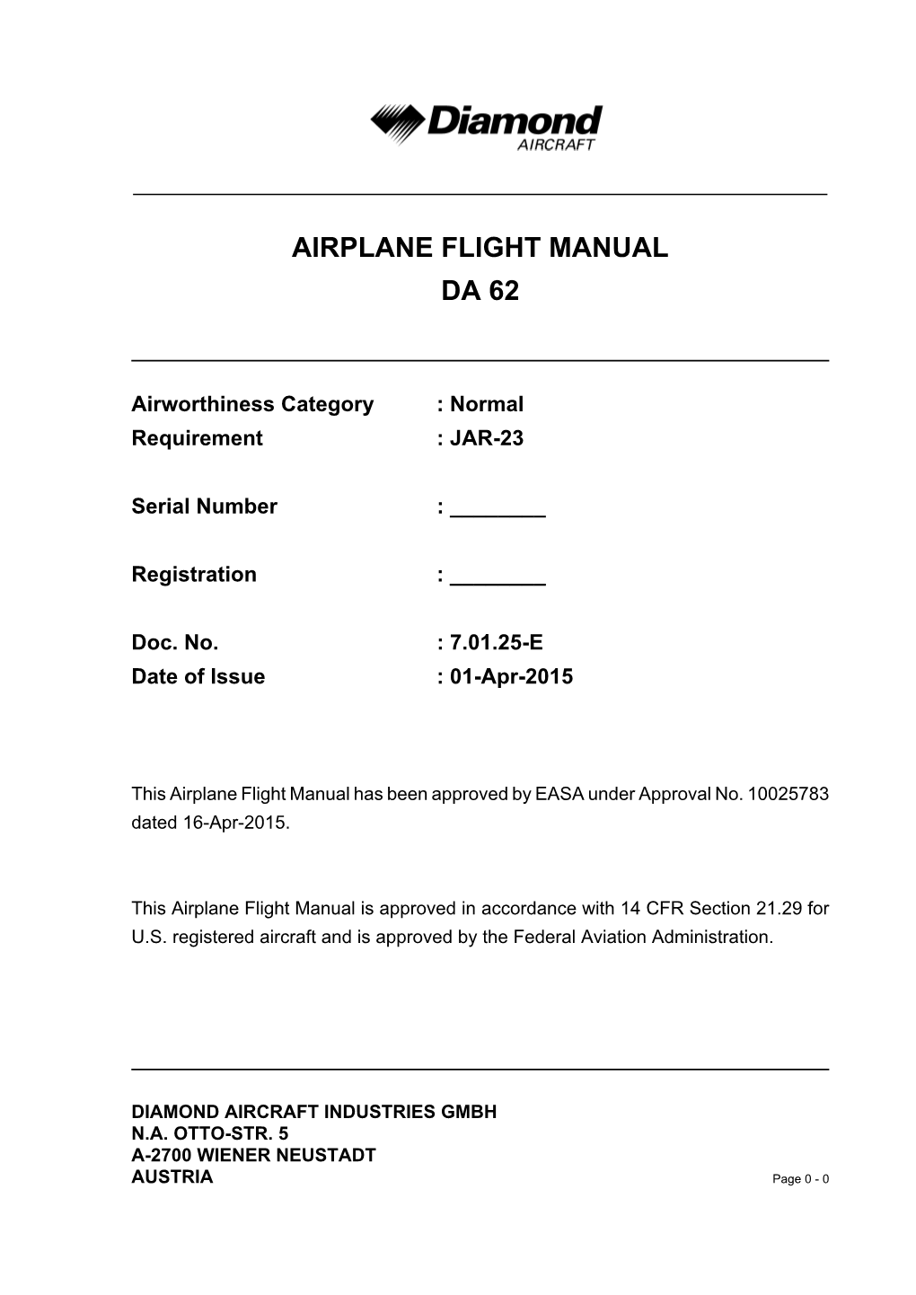 Airplane Flight Manual Da 62