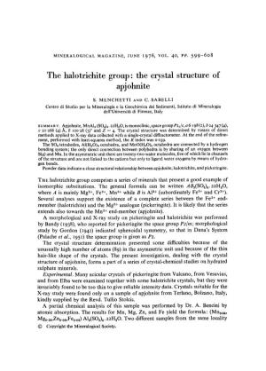 The Halotrichite Group: the Crystal Structure of Apjohnite