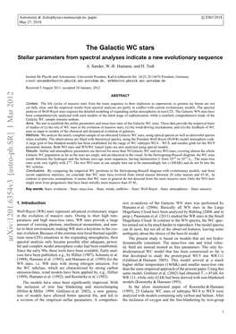 The Galactic WC Stars Elements, Barniske Et Al