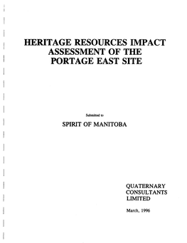 Heritage Resources Impact Assessment of the Portage East Site