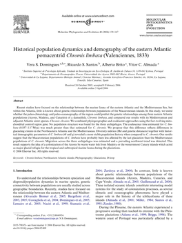 Historical Population Dynamics and Demography of the Eastern Atlantic Pomacentrid Chromis Limbata (Valenciennes, 1833)