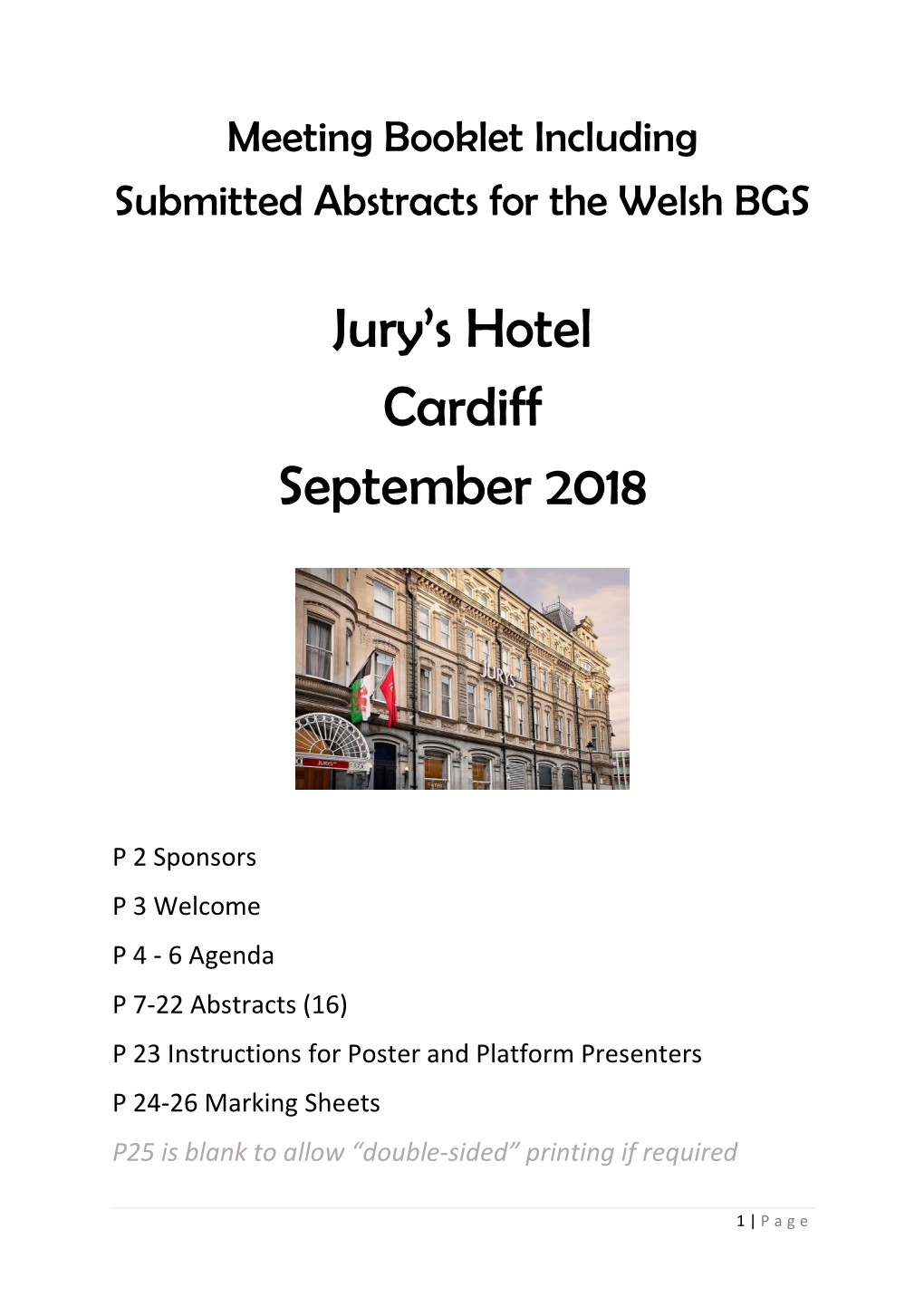 Jury's Hotel Cardiff September 2018