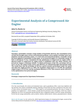 Experimental Analysis of a Compressed Air Engine