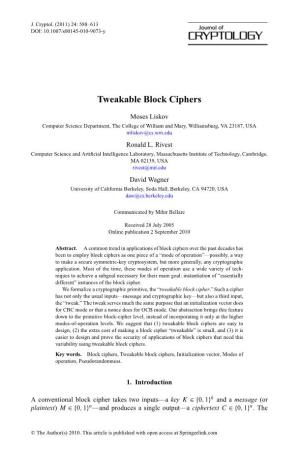Tweakable Block Ciphers