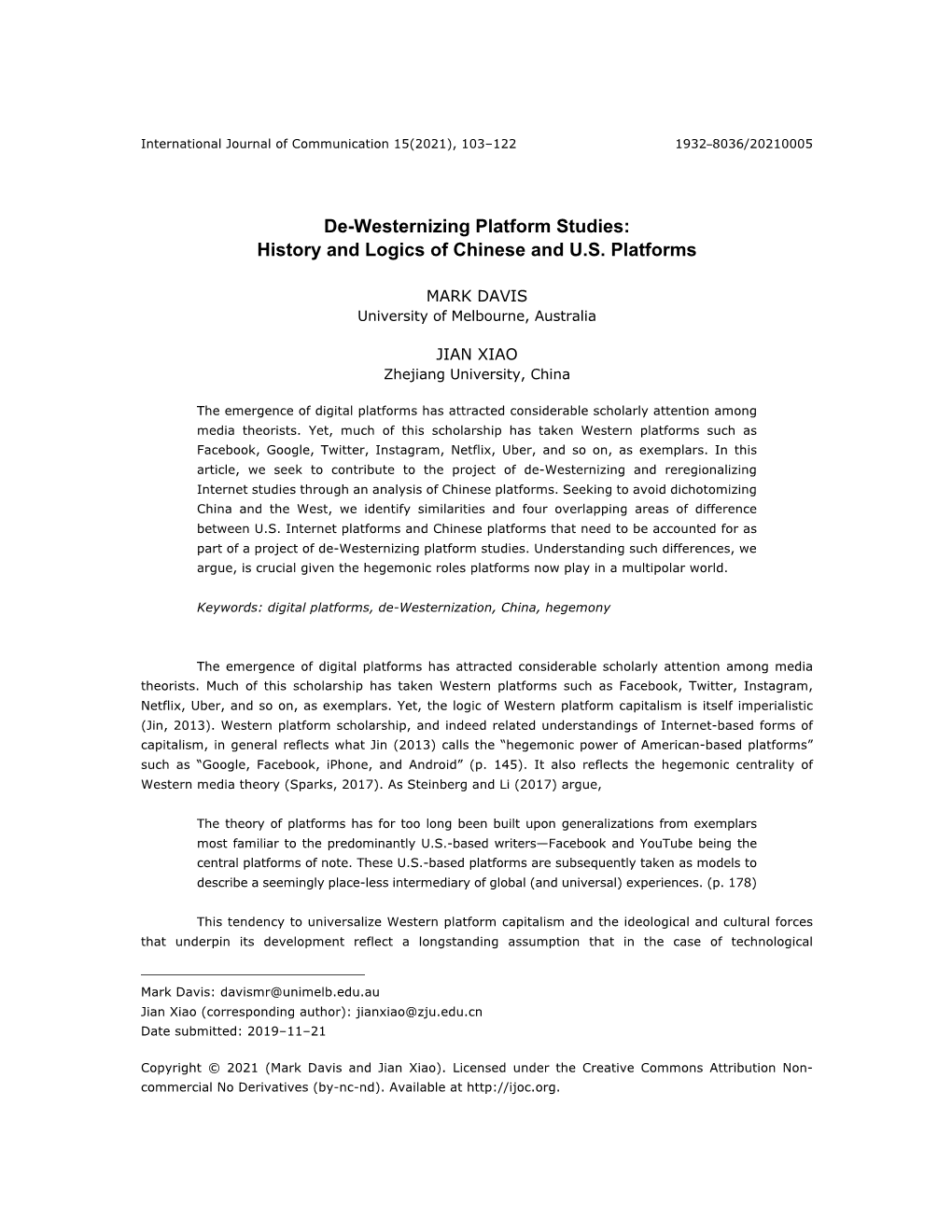 De-Westernizing Platform Studies:History and Logics Of