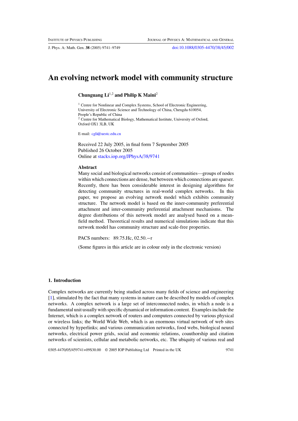 An Evolving Network Model with Community Structure