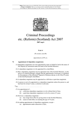 Criminal Proceedings Etc. (Reform) (Scotland) Act 2007, Section 74