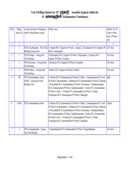 List of Polling Stations for 83 ஏ கா Assembly Segment Within the 14 க