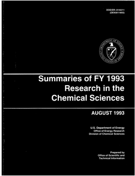 Summaries of FY 1993 Research in the Chemical Sciences
