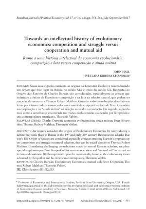 Towards an Intellectual History of Evolutionary Economics