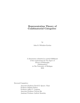 Representation Theory of Combinatorial Categories