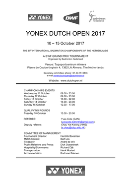 Yonex Dutch Open 2017