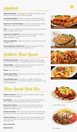 Goldilocks Website Menu