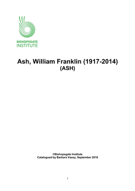 Ash, William Franklin (1917-2014) (ASH)