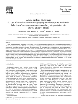 Amino Acids As Plasticizers II. Use of Quantitative Structure-Property Relationships to Predict the Behavior of Monoammoniummono