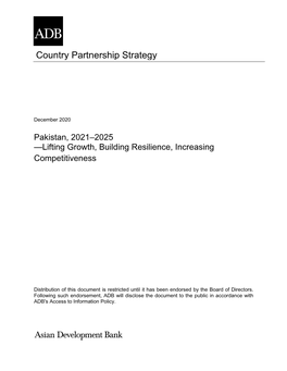 Pakistan: Country Partnership Strategy (2021–2025)