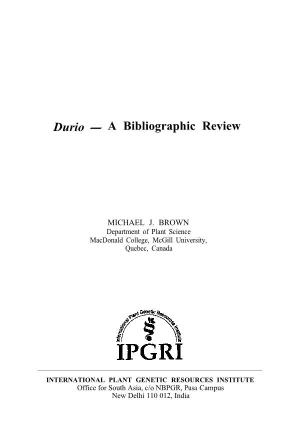 Durio - a Bibliographic Review
