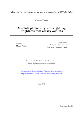 Absolute Photometry and Night Sky Brightness with All-Sky Cameras