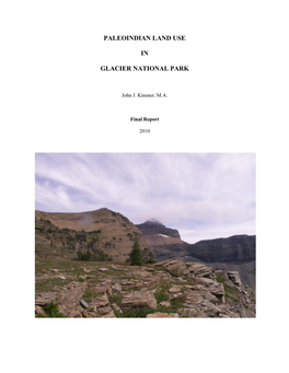 Paleoindian Land Use in Glacier National Park