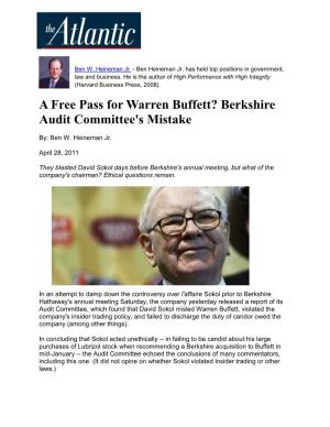 A Free Pass for Warren Buffett? Berkshire Audit Committee's Mistake
