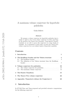 A Maximum Volume Conjecture for Hyperbolic Polyhedra