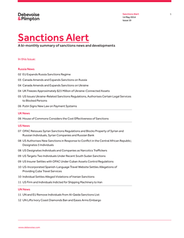 Sanctions Alert 1 14 May 2014 Issue 19
