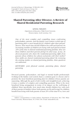 A Review of Shared Residential Parenting Research