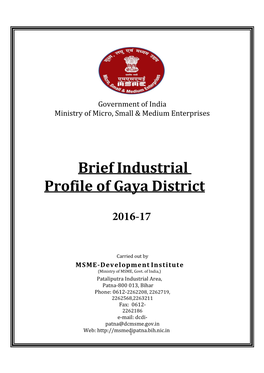 Brief Industrial Profile of Gaya District