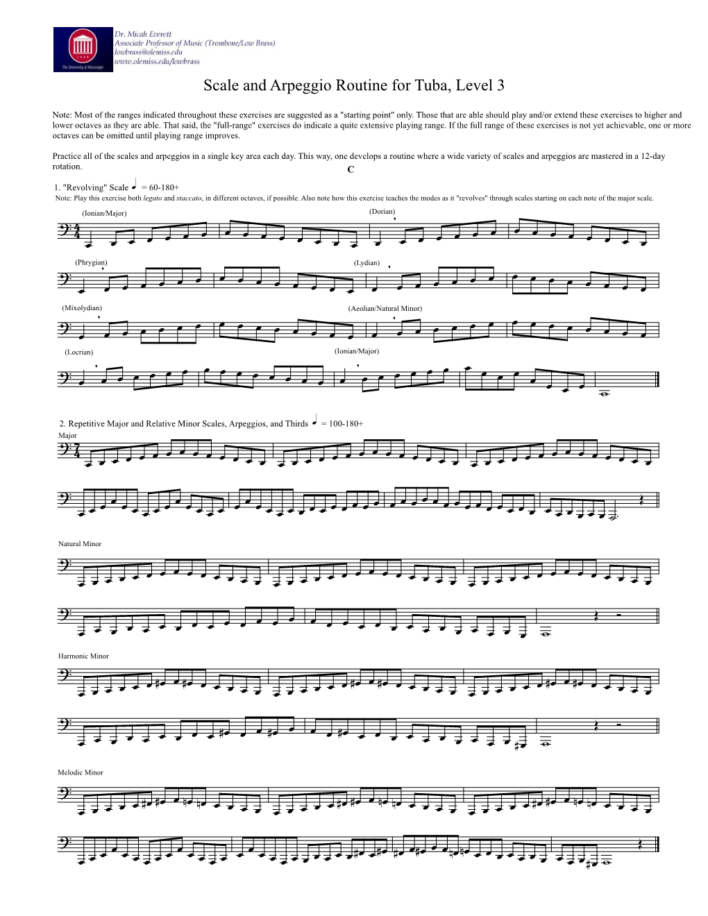 Scale and Arpeggio Routine for Tuba, Level 3