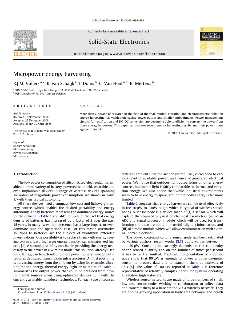 Micropower Energy Harvesting