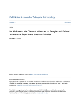 Classical Influences on Georgian and Federal Architectural Styles in the American Colonies