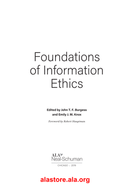 Foundations of Information Ethics