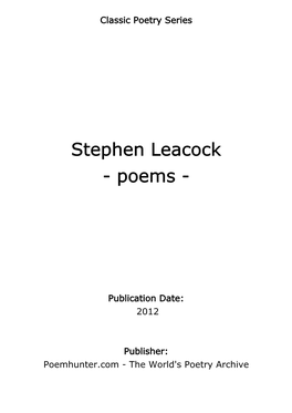 Stephen Leacock - Poems