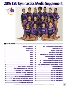 2016 LSU Gymnastics Media Supplement