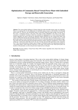 Optimization of Community Based Virtual Power Plant with Embedded Storage and Renewable Generation