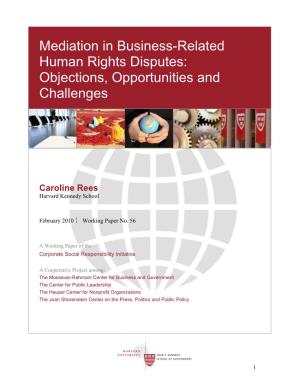 Mediation in Business-Related Human Rights Disputes: Objections, Opportunities and Challenges
