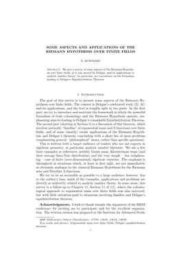 Some Aspects and Applications of the Riemann Hypothesis Over Finite Fields