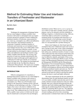 Method for Estimating Water Use and Interbasin Transfers of Freshwater and Wastewater in an Urbanized Basin