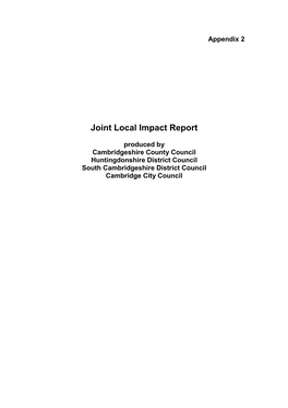 Joint Local Impact Report