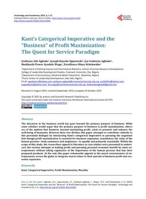 Kant's Categorical Imperative And
