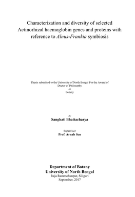 Characterization and Diversity of Selected Actinorhizal Haemoglobin Genes and Proteins with Reference to Alnus-Frankia Symbiosis