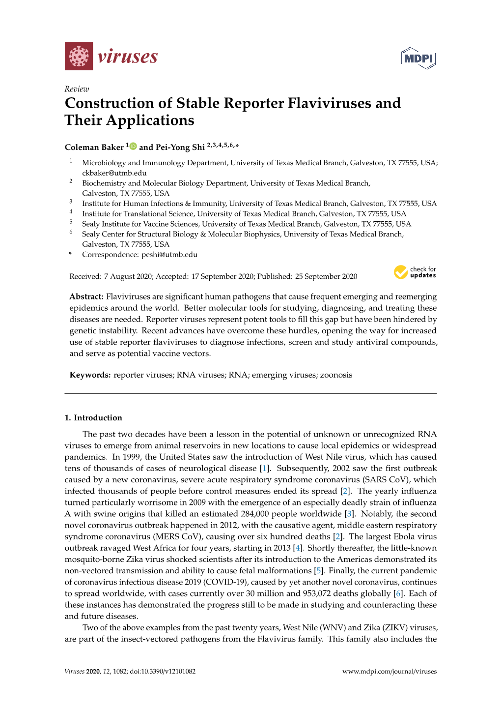 Construction of Stable Reporter Flaviviruses and Their Applications